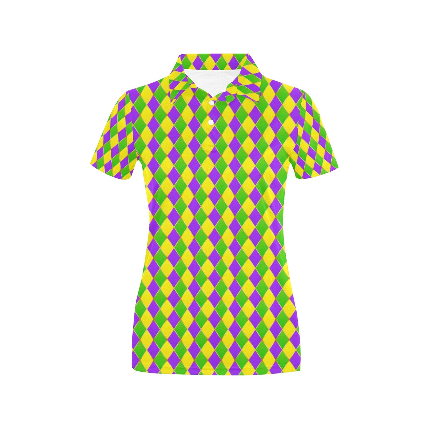 Mardi Gras Pattern Print Design 01 Women's Polo Shirt