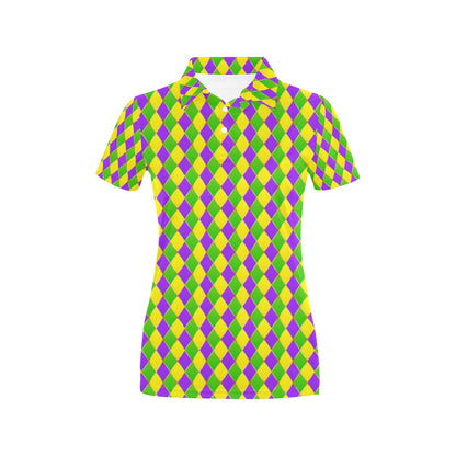Mardi Gras Pattern Print Design 01 Women's Polo Shirt