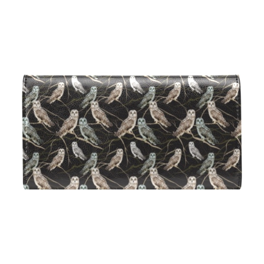 Owl Branch Themed Design Print Women's Trifold Wallet