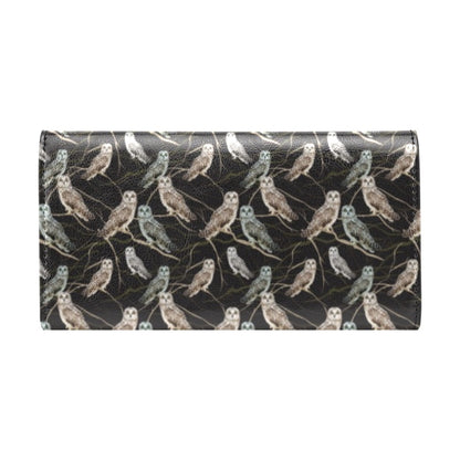 Owl Branch Themed Design Print Women's Trifold Wallet