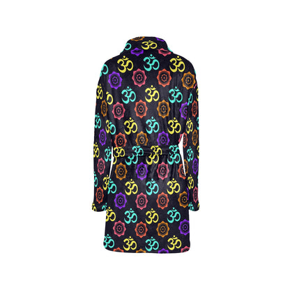 Chakra OM Print Pattern Women's Fleece Robe