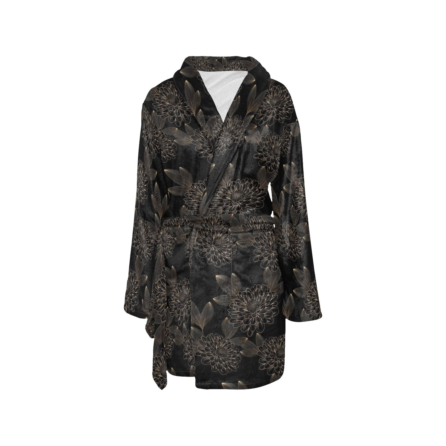 Dahlia Pattern Print Design DH04 Women's Fleece Robe