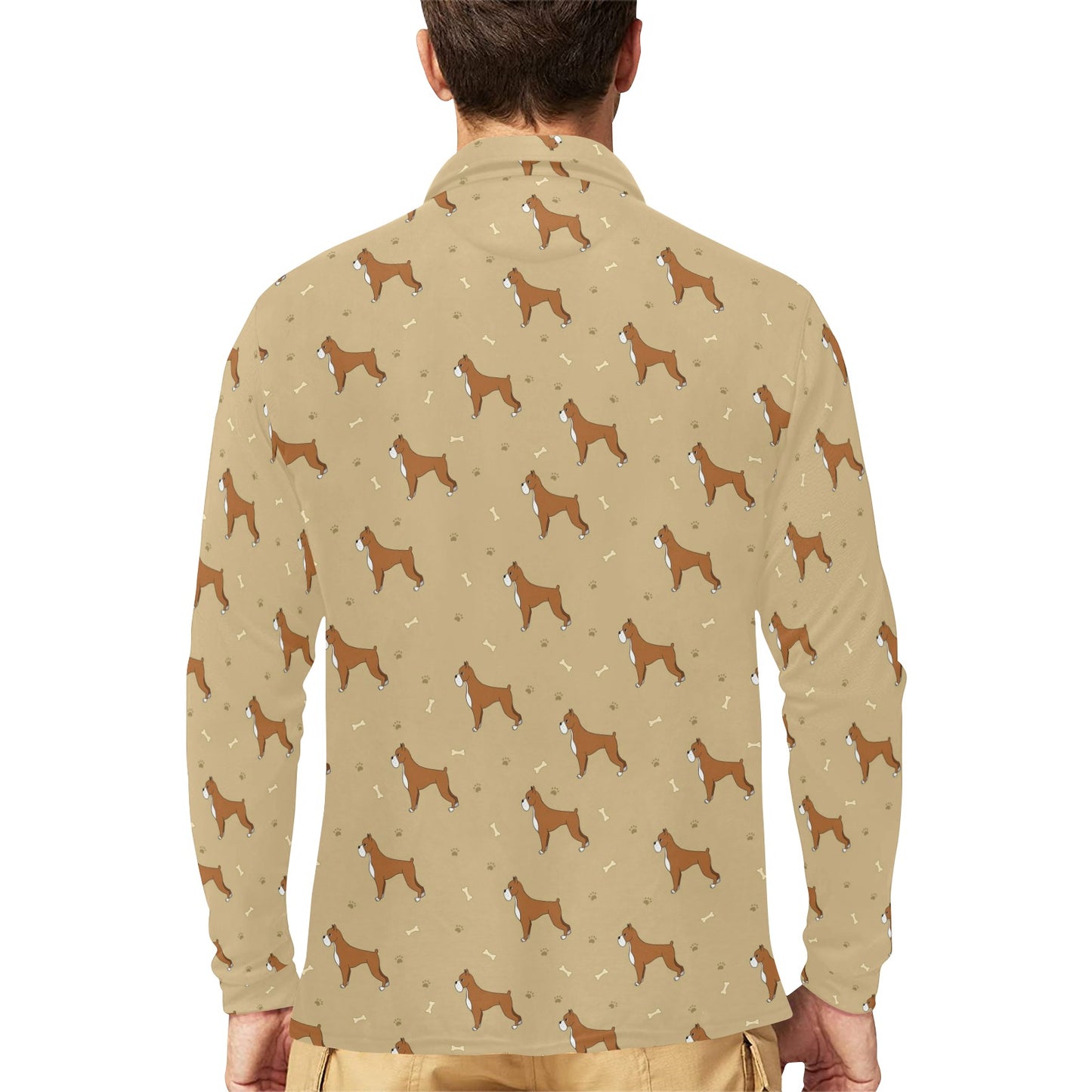 Boxers Pattern Print Design 02 Long Sleeve Polo Shirt For Men's
