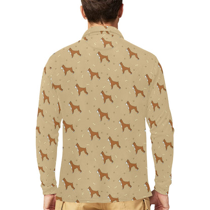 Boxers Pattern Print Design 02 Long Sleeve Polo Shirt For Men's