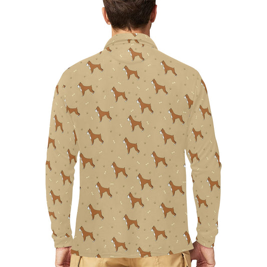 Boxers Pattern Print Design 02 Long Sleeve Polo Shirt For Men's
