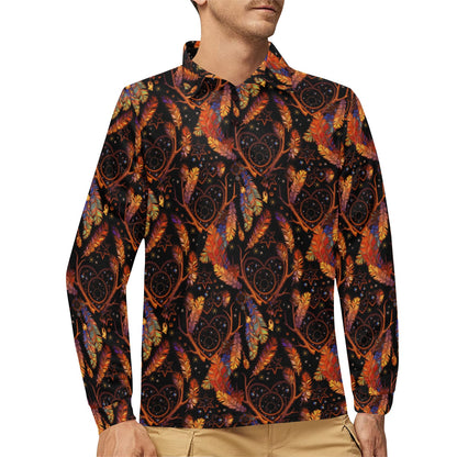Dream Catcher Native American Design Long Sleeve Polo Shirt For Men's