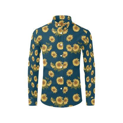 Sunflower Print Design LKS305 Men's Long Sleeve Dress Shirt