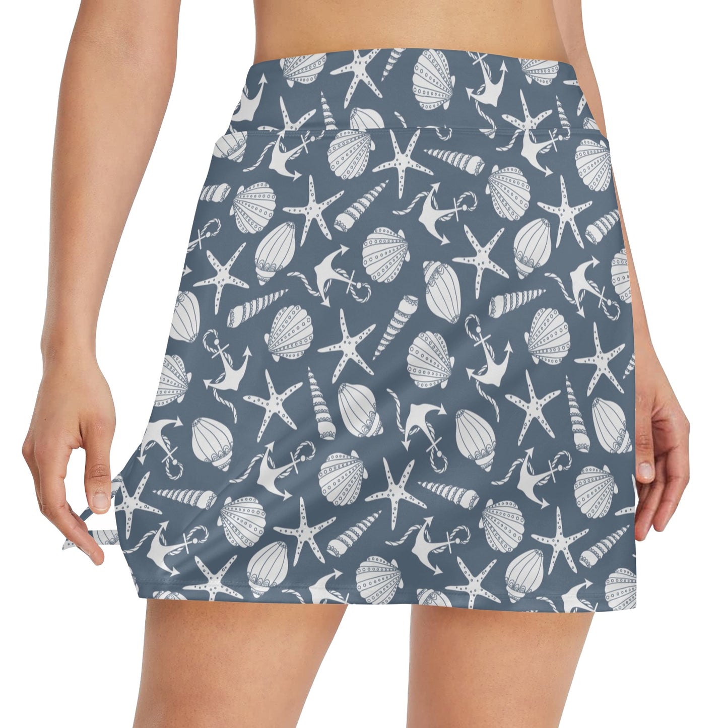 Seashell Print Design LKS306 17" Golf & Pickleball Skort with Pockets