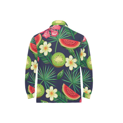 Tropical Fruits Pattern Print Design TF05 Long Sleeve Polo Shirt For Men's