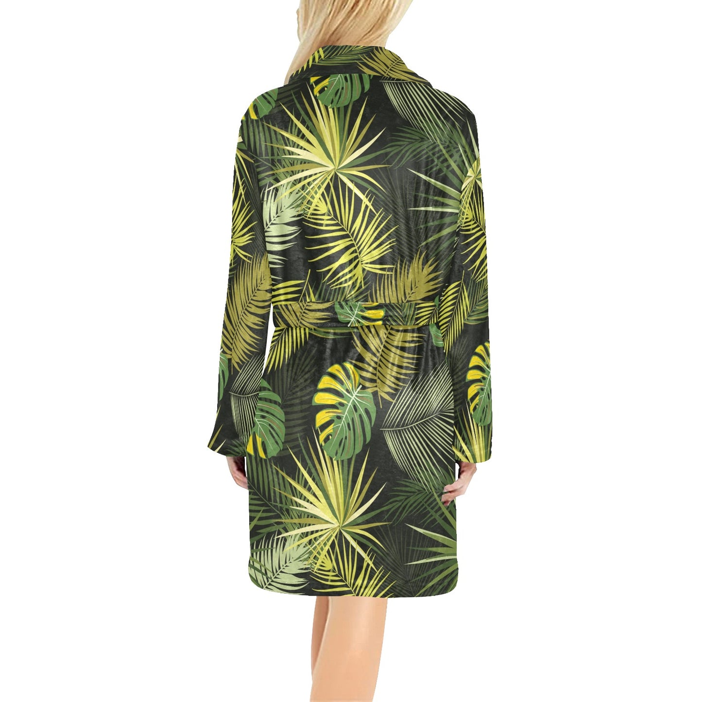 Palm Leaf Pattern Print Design A05 Women's Fleece Robe
