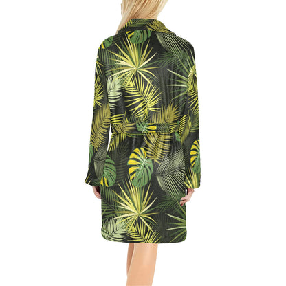 Palm Leaf Pattern Print Design A05 Women's Fleece Robe