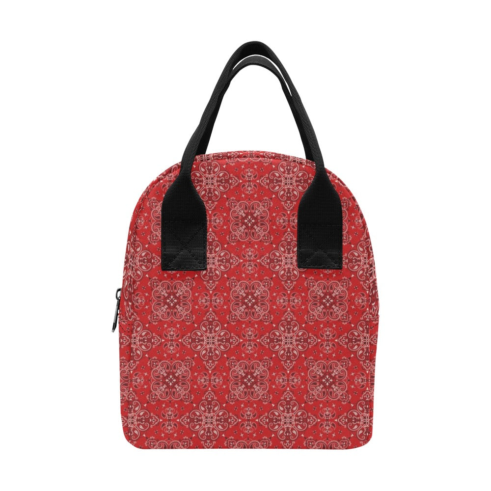 Bandana Red Pattern Print Design LKS3010 Insulated Lunch Bag