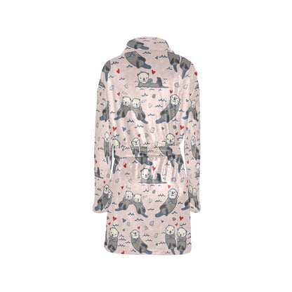 Sea Otter Pattern Print Design 02 Women's Fleece Robe