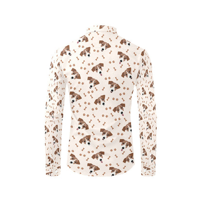 Russell Terriers Paw Print Design LKS303 Men's Long Sleeve Dress Shirt