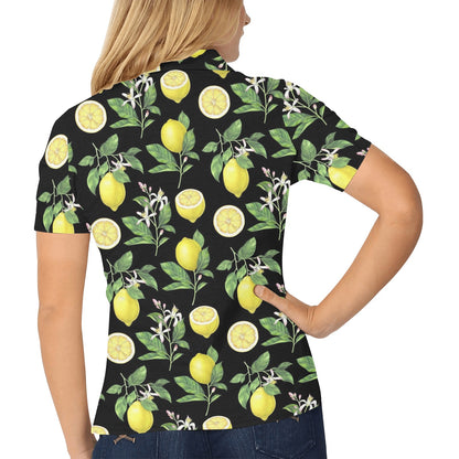 Lemon Pattern Print Design LM02 Women's Polo Shirt