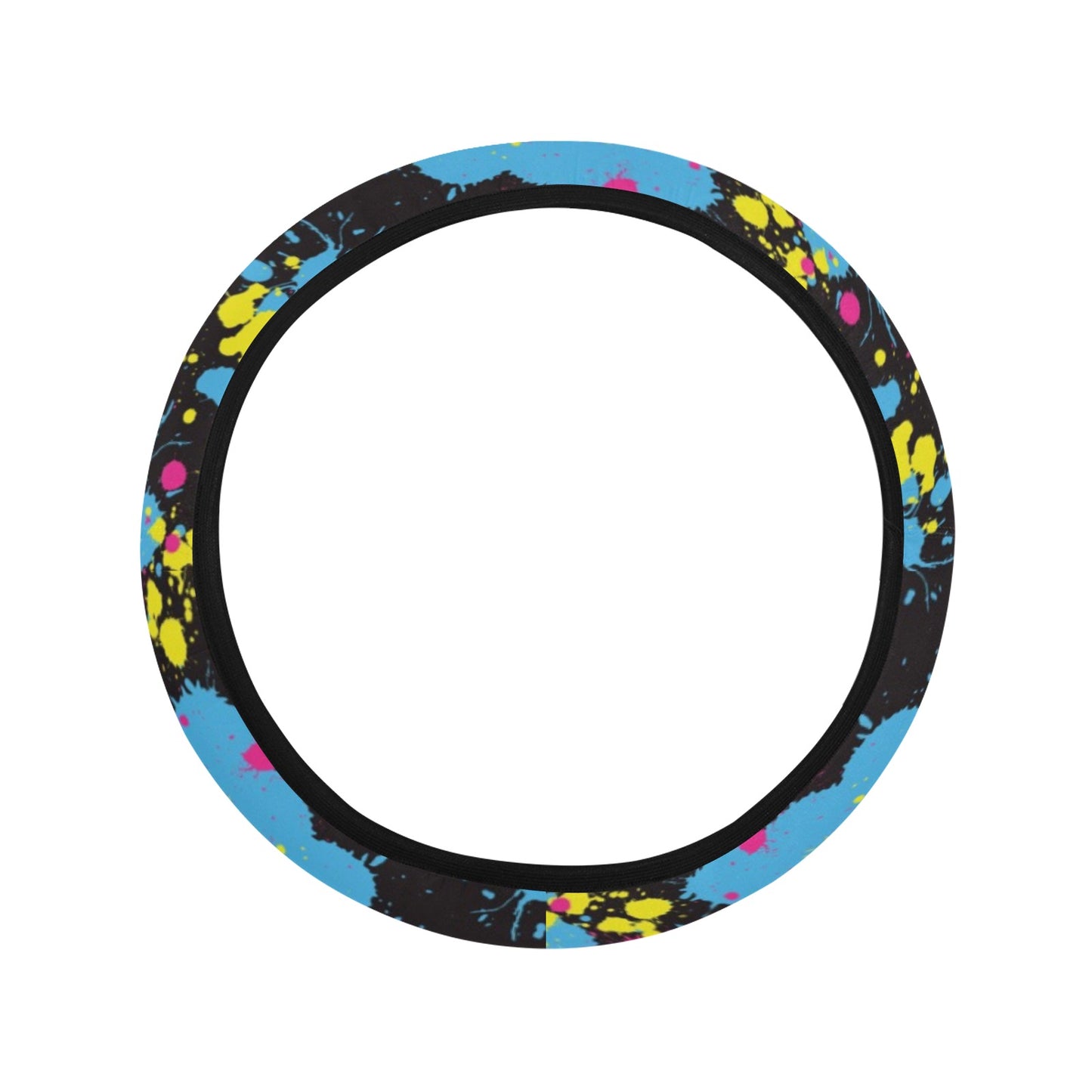 Splatter Colorful Print Design LKS301 Steering Wheel Cover with Elastic Edge