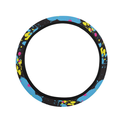 Splatter Colorful Print Design LKS301 Steering Wheel Cover with Elastic Edge