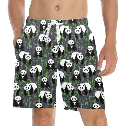 Panda Bear Bamboo Themed Print Men's Swim Trunks Beach Shorts