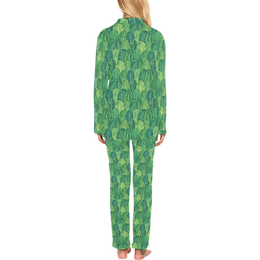 Cabbage Pattern Print Design 02 Women's Long Pajama Set