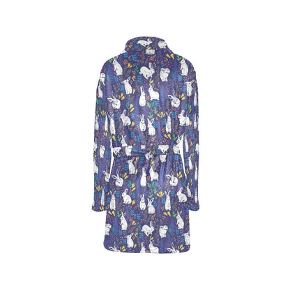 Bunny Pattern Print Design 01 Women's Fleece Robe