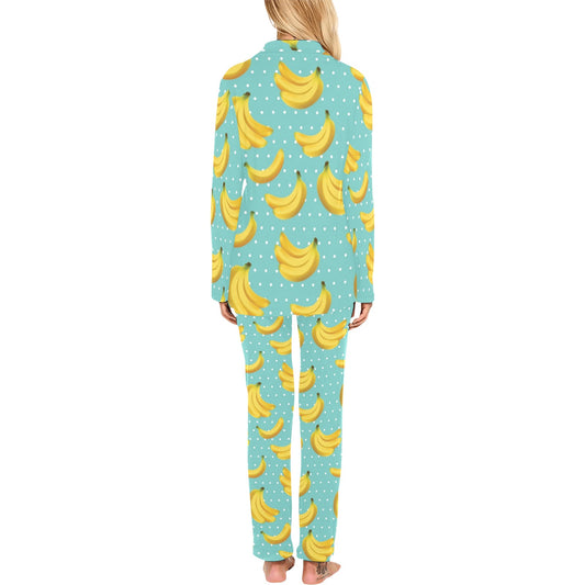 Banana Pattern Print Design BA02 Women's Long Pajama Set