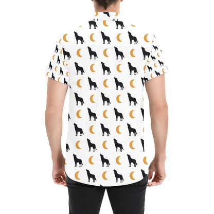 Witch Pumpkin Halloween Print LKS302 Men Short Sleeve Button Up Shirt