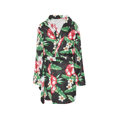 Hawaiian flower tropical leaves Women's Fleece Robe