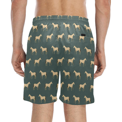 Horse Classic Themed Pattern Print Men's Swim Trunks Beach Shorts
