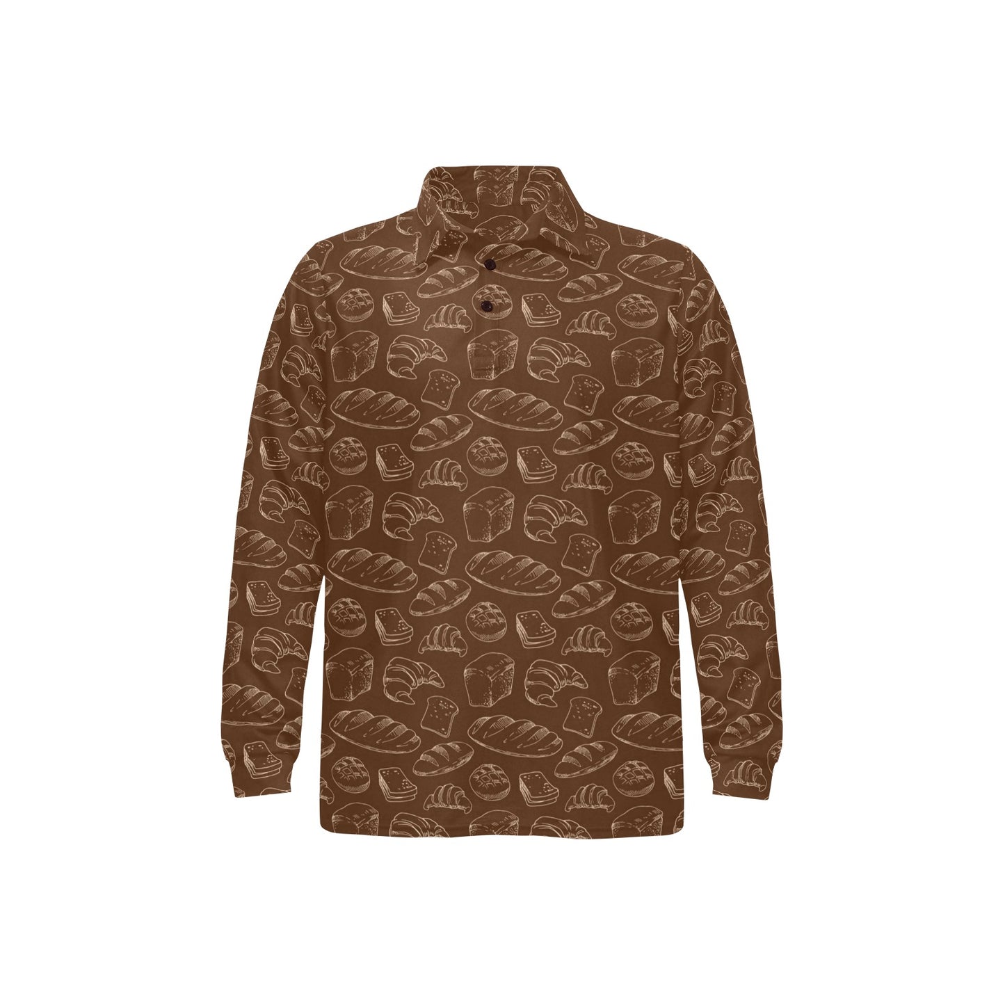 Bread Pattern Print Design 02 Long Sleeve Polo Shirt For Men's