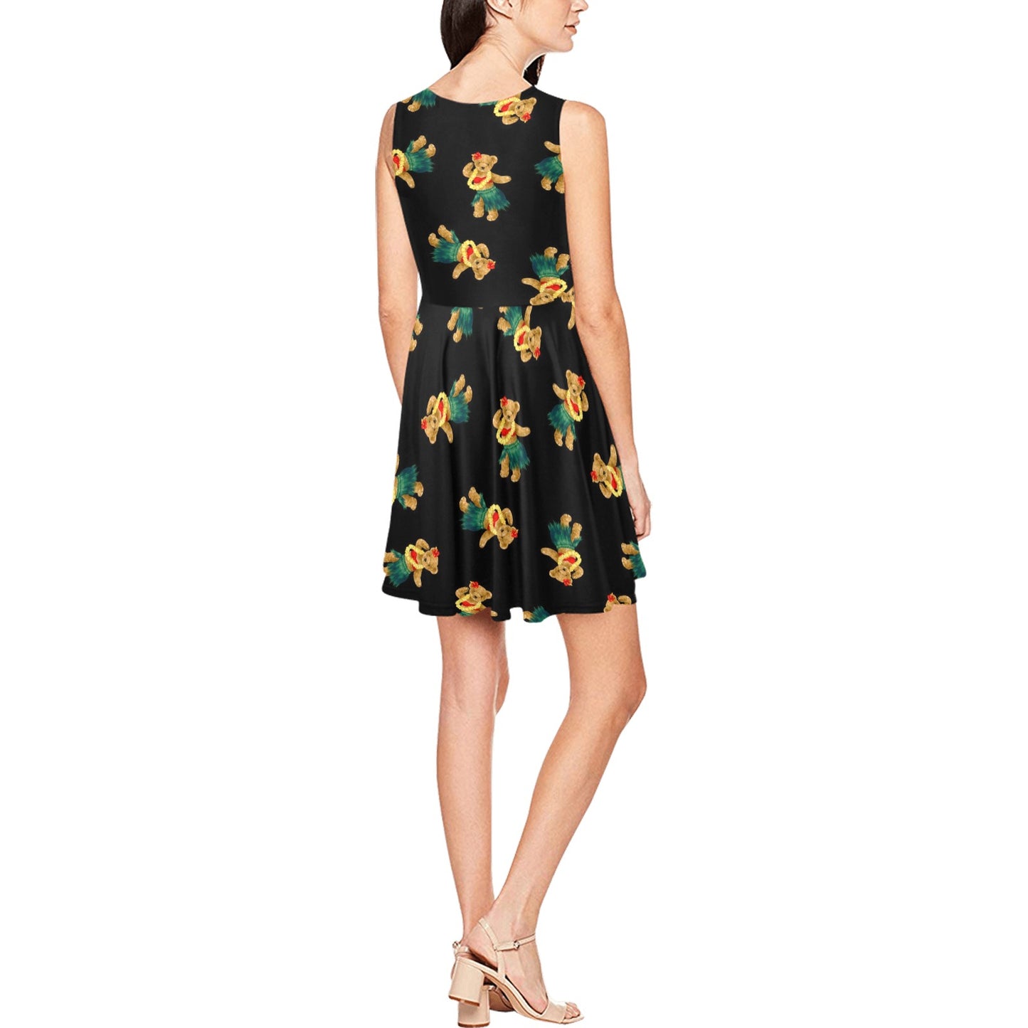 Hula Bear Pattern Print Design 06 Sleeveless Dress