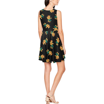 Hula Bear Pattern Print Design 06 Sleeveless Dress