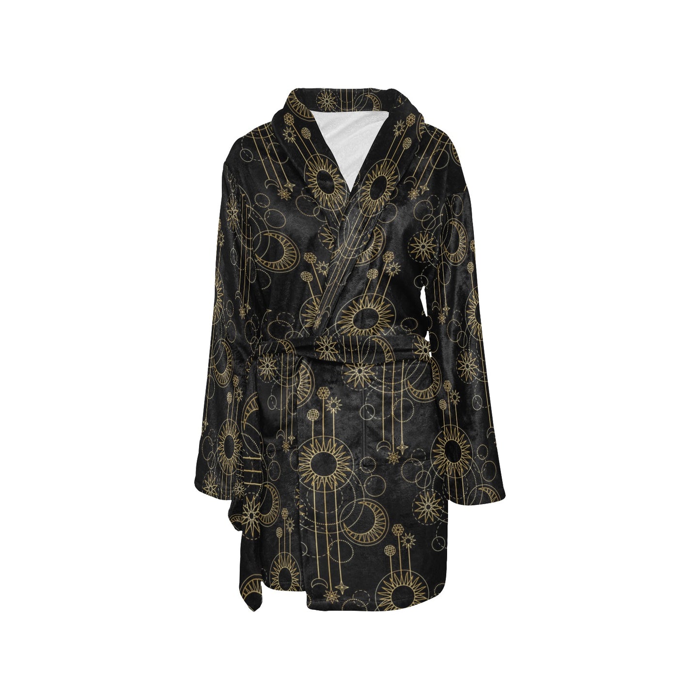 Moon Boho Style Pattern Print Design 01 Women's Fleece Robe
