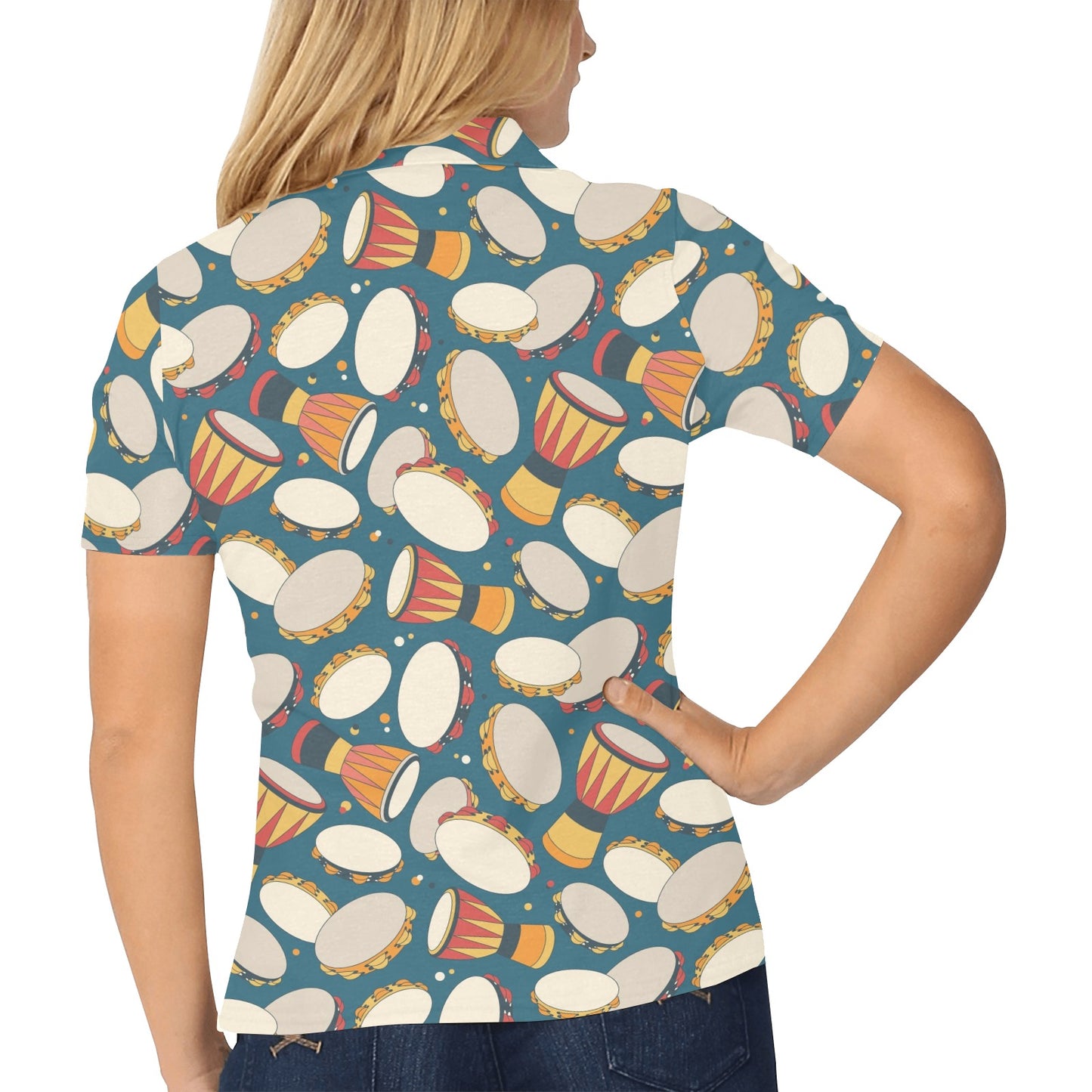 Tambourine Pattern Print Design 01 Women's Polo Shirt