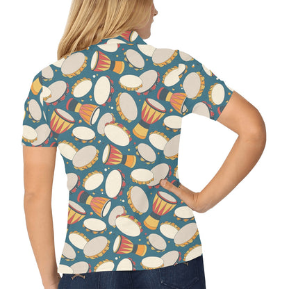Tambourine Pattern Print Design 01 Women's Polo Shirt