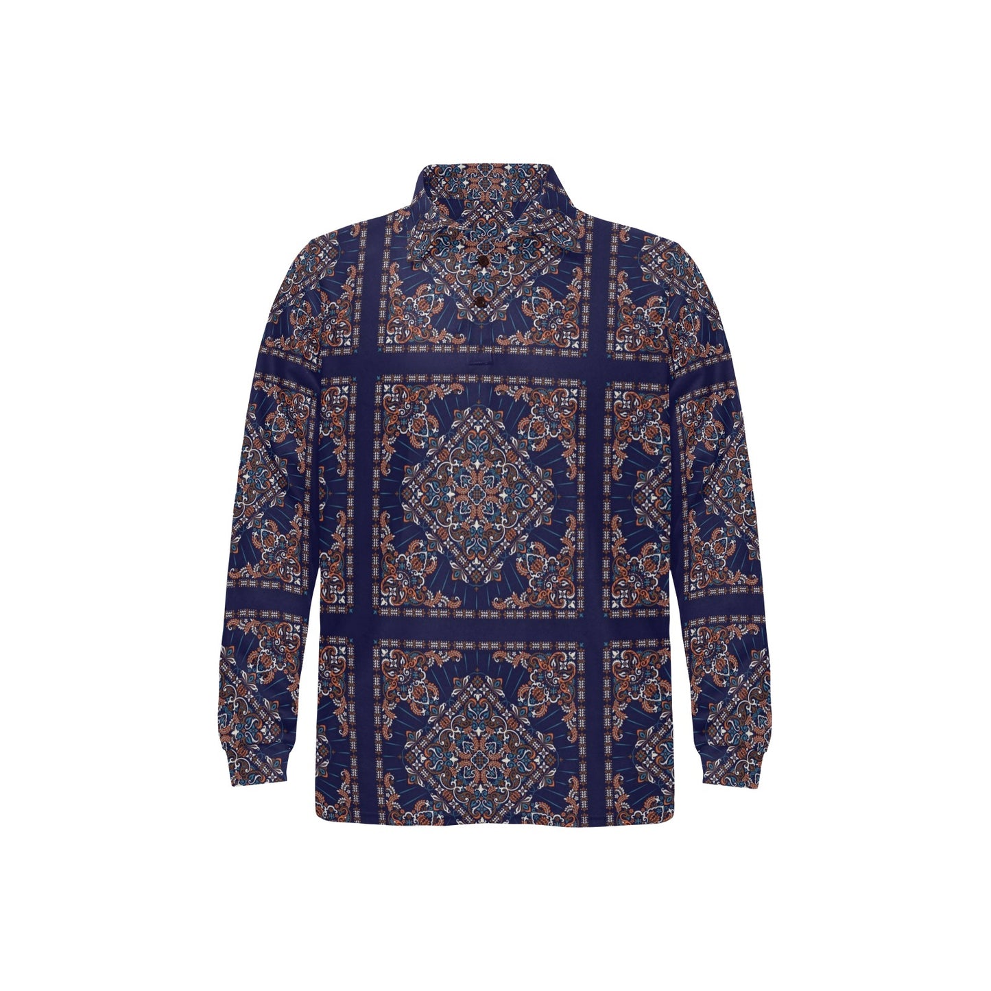 Bandana Print Design LKS3012 Long Sleeve Polo Shirt For Men's