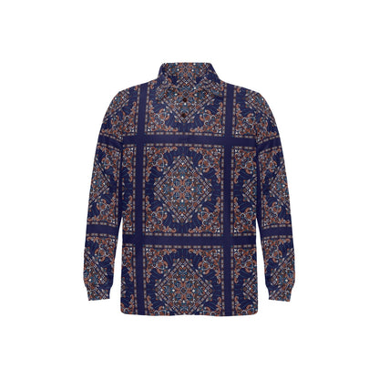 Bandana Print Design LKS3012 Long Sleeve Polo Shirt For Men's