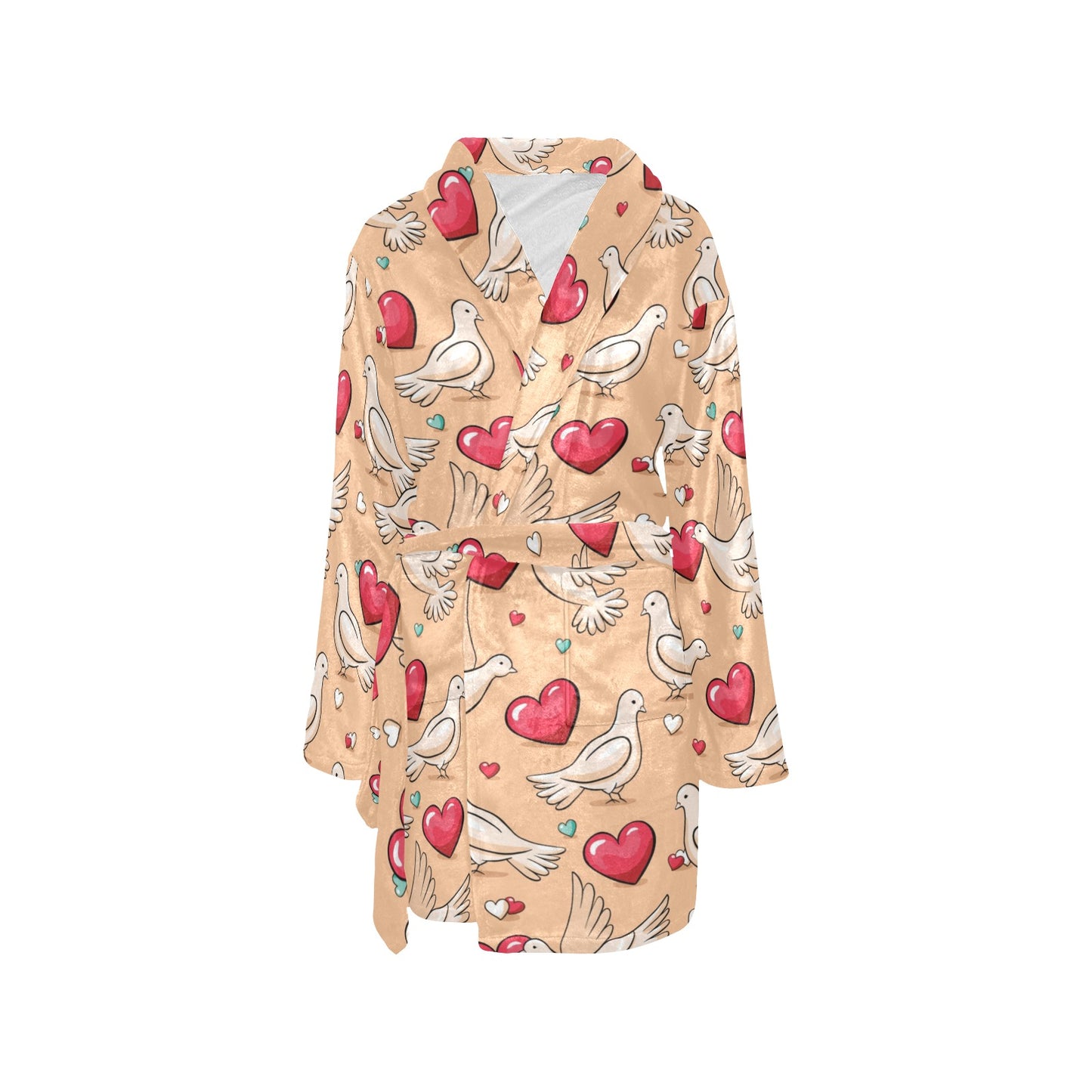 Pigeon Heart Pattern Print Design 04 Women's Fleece Robe