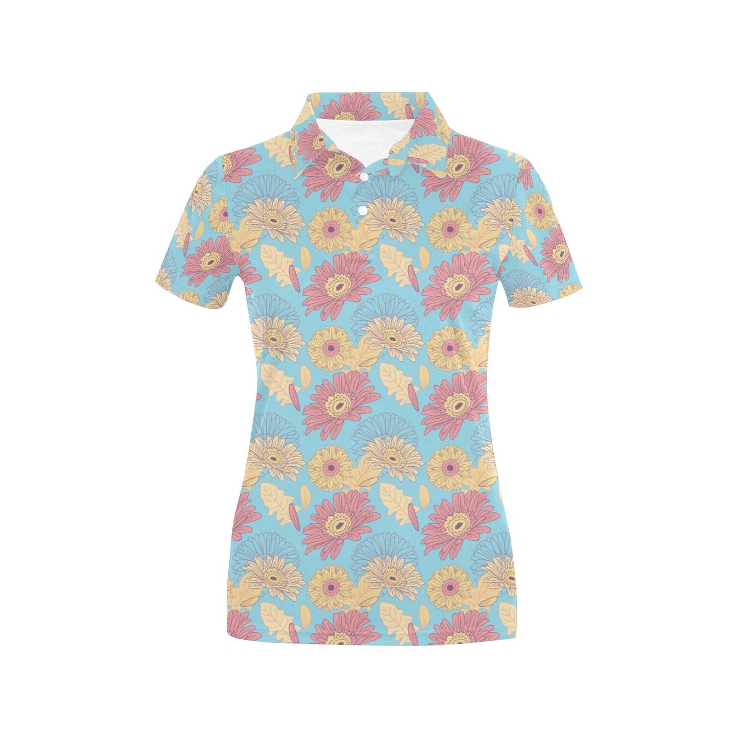 Gerberas Pattern Print Design GB04 Women's Polo Shirt