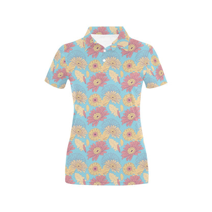 Gerberas Pattern Print Design GB04 Women's Polo Shirt