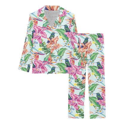 Hummingbird Tropical Pattern Print Design 05 Women's Long Pajama Set