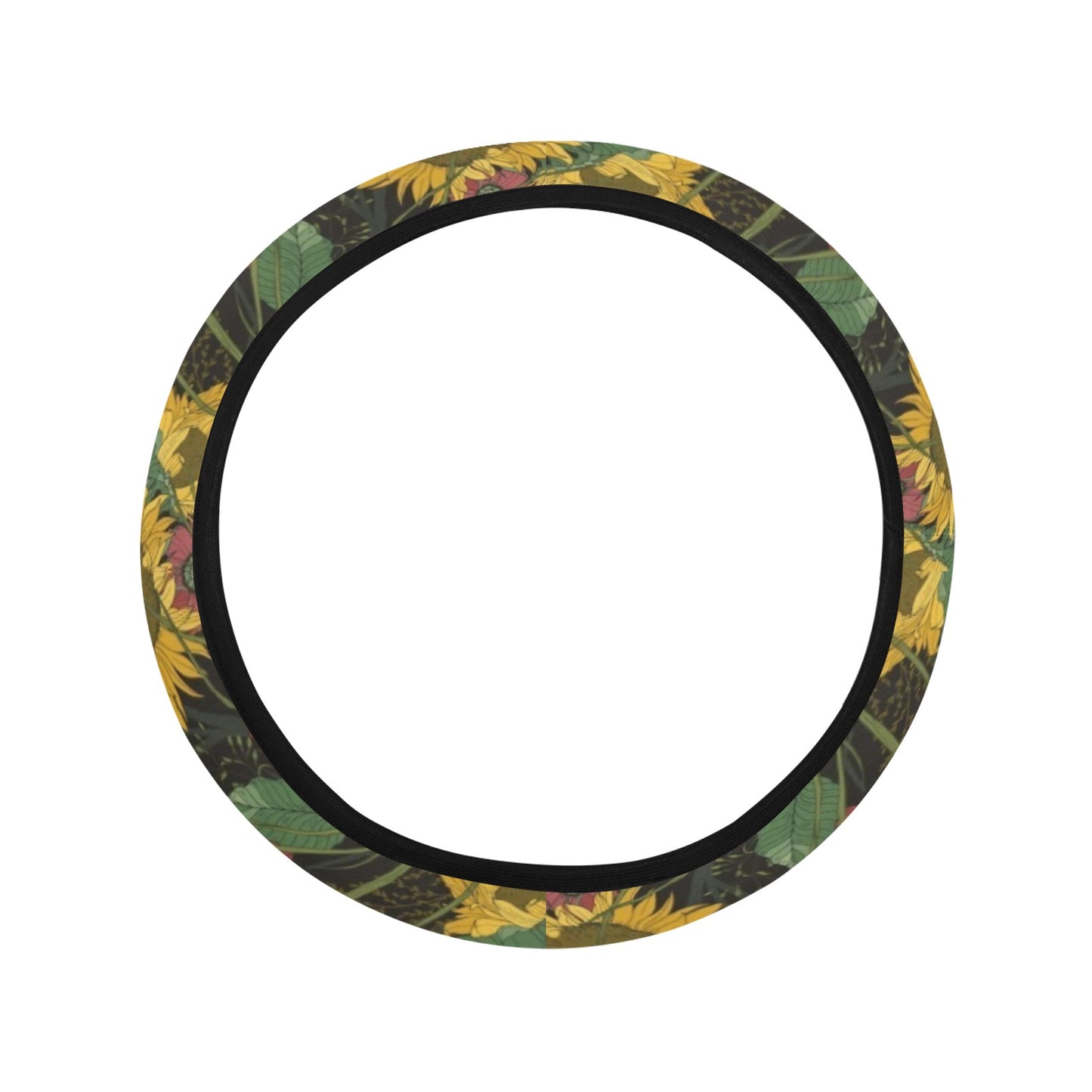 Sunflower Print Design LKS303 Steering Wheel Cover with Elastic Edge