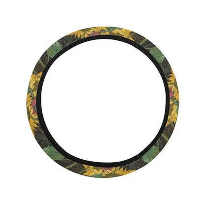 Sunflower Print Design LKS303 Steering Wheel Cover with Elastic Edge