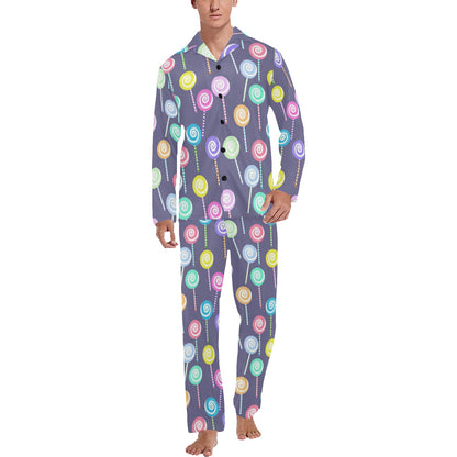 Lollipop Pattern Print Design LL03 Men's Long Pajama Set
