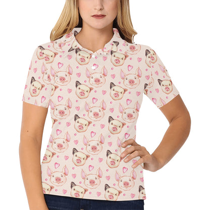 Pig Print Design LKS406 Women's Polo Shirt