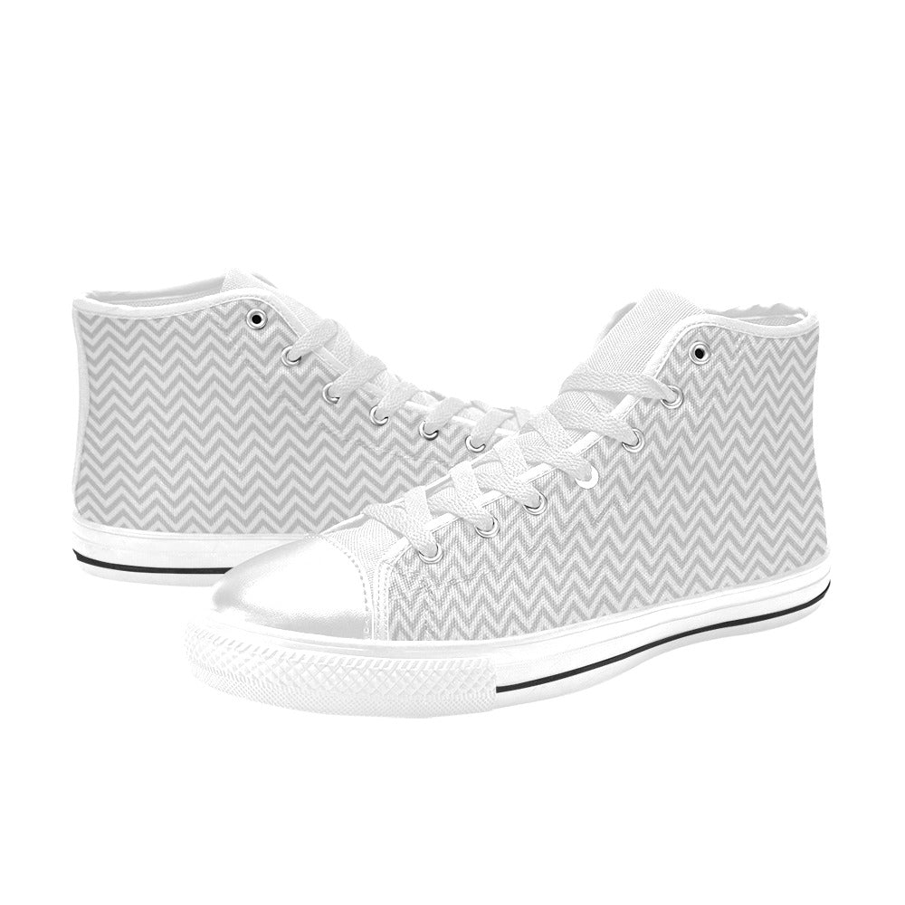 Chevron Print Design LKS401 Men's High Top Canvas Shoes