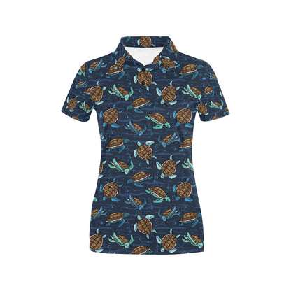 Sea Turtle Print Design LKS3011 Women's Polo Shirt