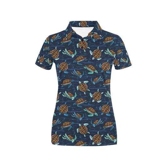 Sea Turtle Print Design LKS3011 Women's Polo Shirt