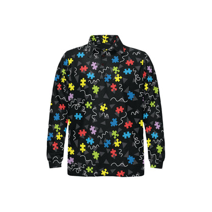 Autism Awareness Pattern Print Design 01 Long Sleeve Polo Shirt For Men's