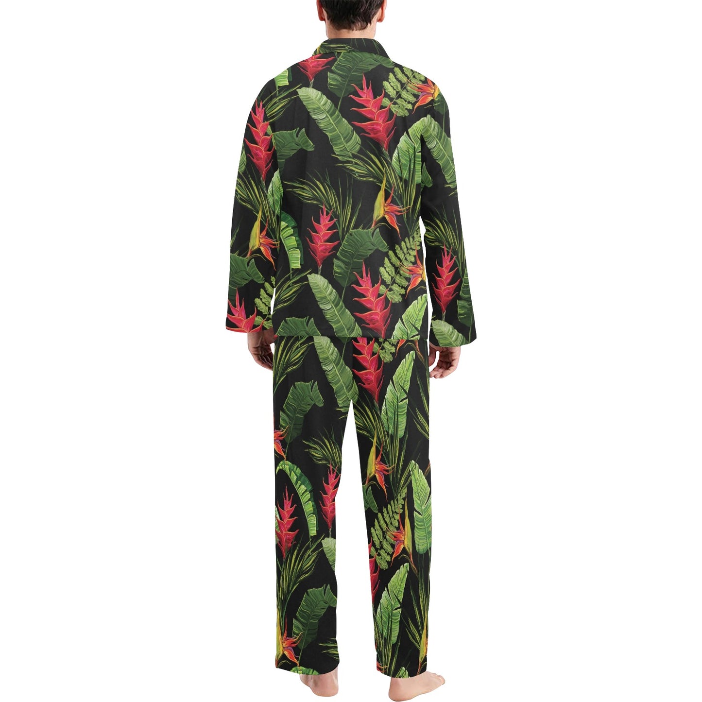 Bird Of Paradise Pattern Print Design BOP010 Men's Long Pajama Set
