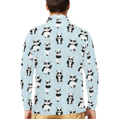 Panda Pattern Print Design A01 Long Sleeve Polo Shirt For Men's